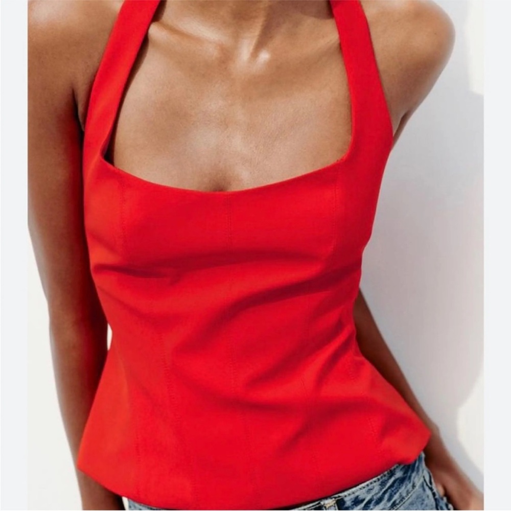 Red corset Halter Neck Women's Top